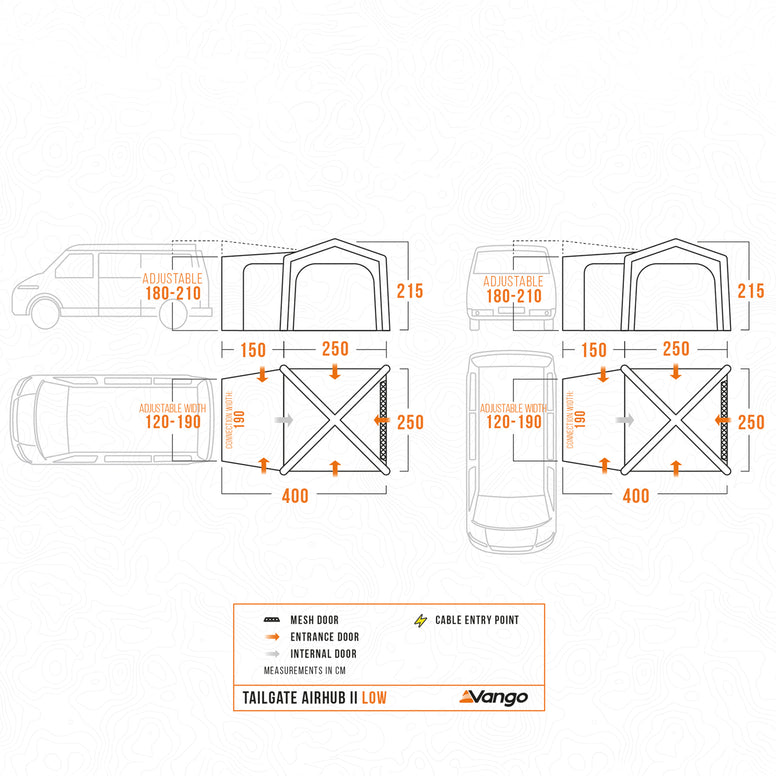 VANGO Bus Vorzelt Heckzelt Tailgate AirHub II Low Camping Auto Luft Aufblasbar