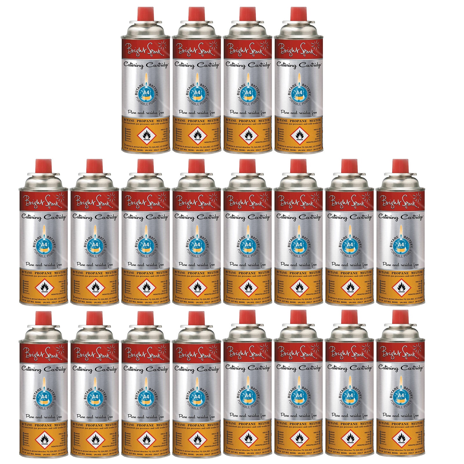 20 x BRIGHT SPARK valve gas cartridge camping stove burner butane/propane 220 g