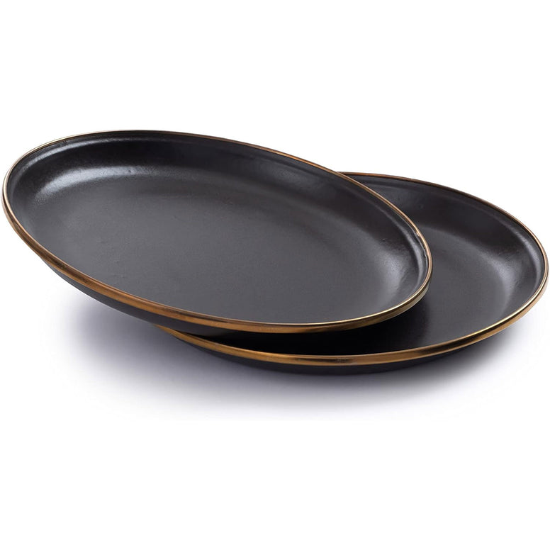 BAREBONES Enamel Plate Set Small Retro Camping Tableware Stainless Steel 2 pcs Ø21 cm