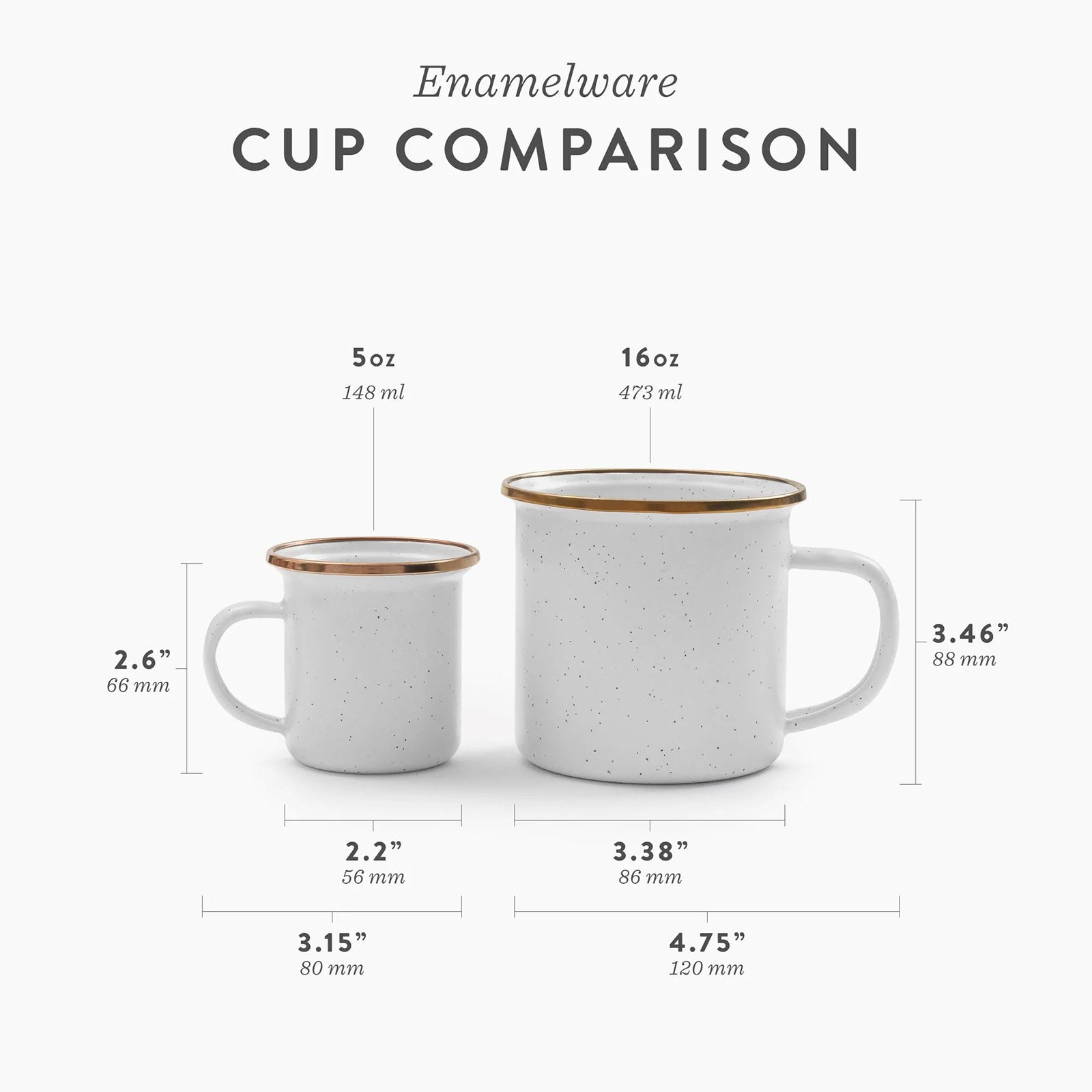 BAREBONES Enamel Mug Set Retro Camping Tableware Coffee Cup Stainless Steel 473ml