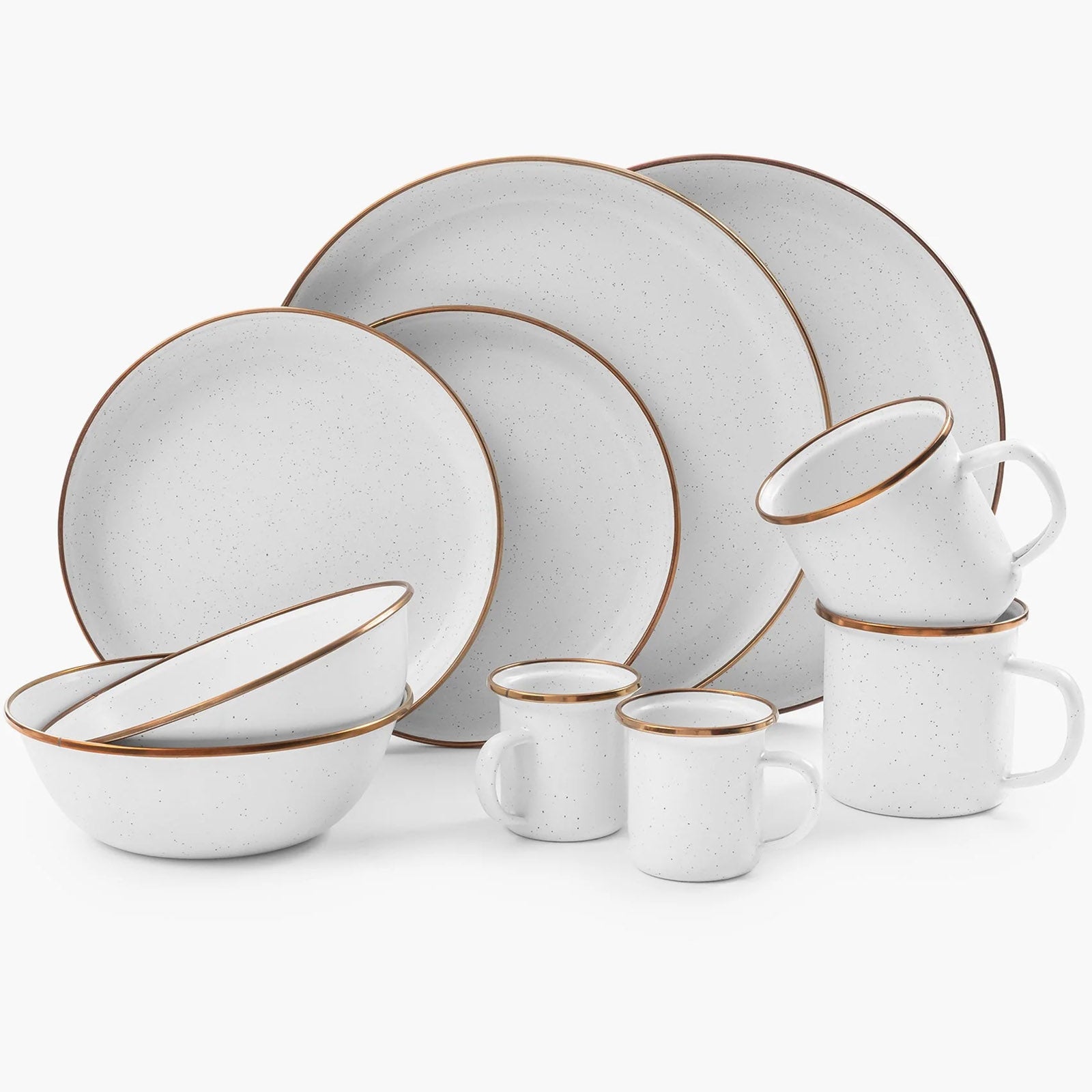 BAREBONES Enamel Camping Tableware Set Plate Bowl Mug Stainless Steel 10pcs