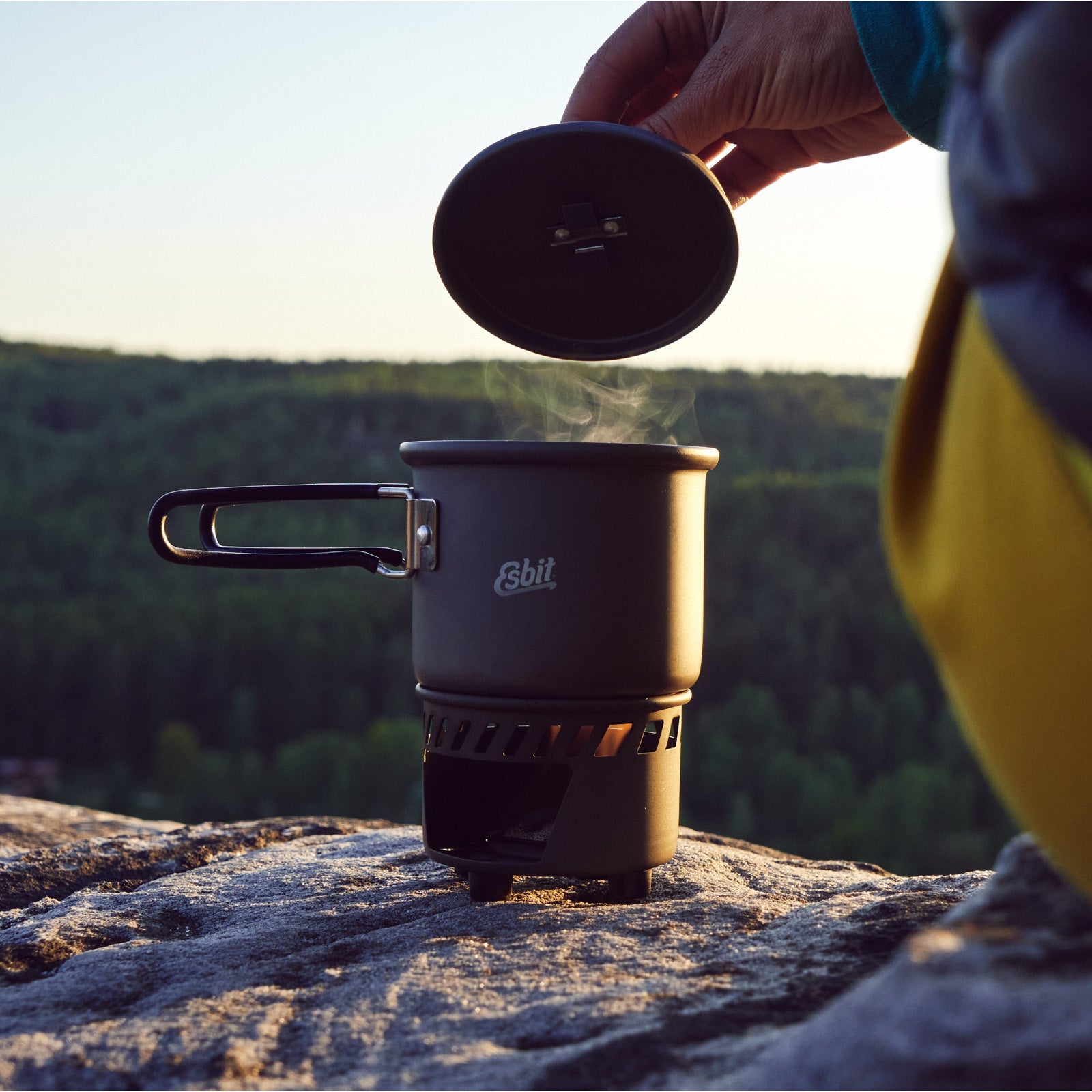 ESBIT Dry Fuel Cooking Set Mini Camping Stove Outdoor Cooker Pot Set Aluminium