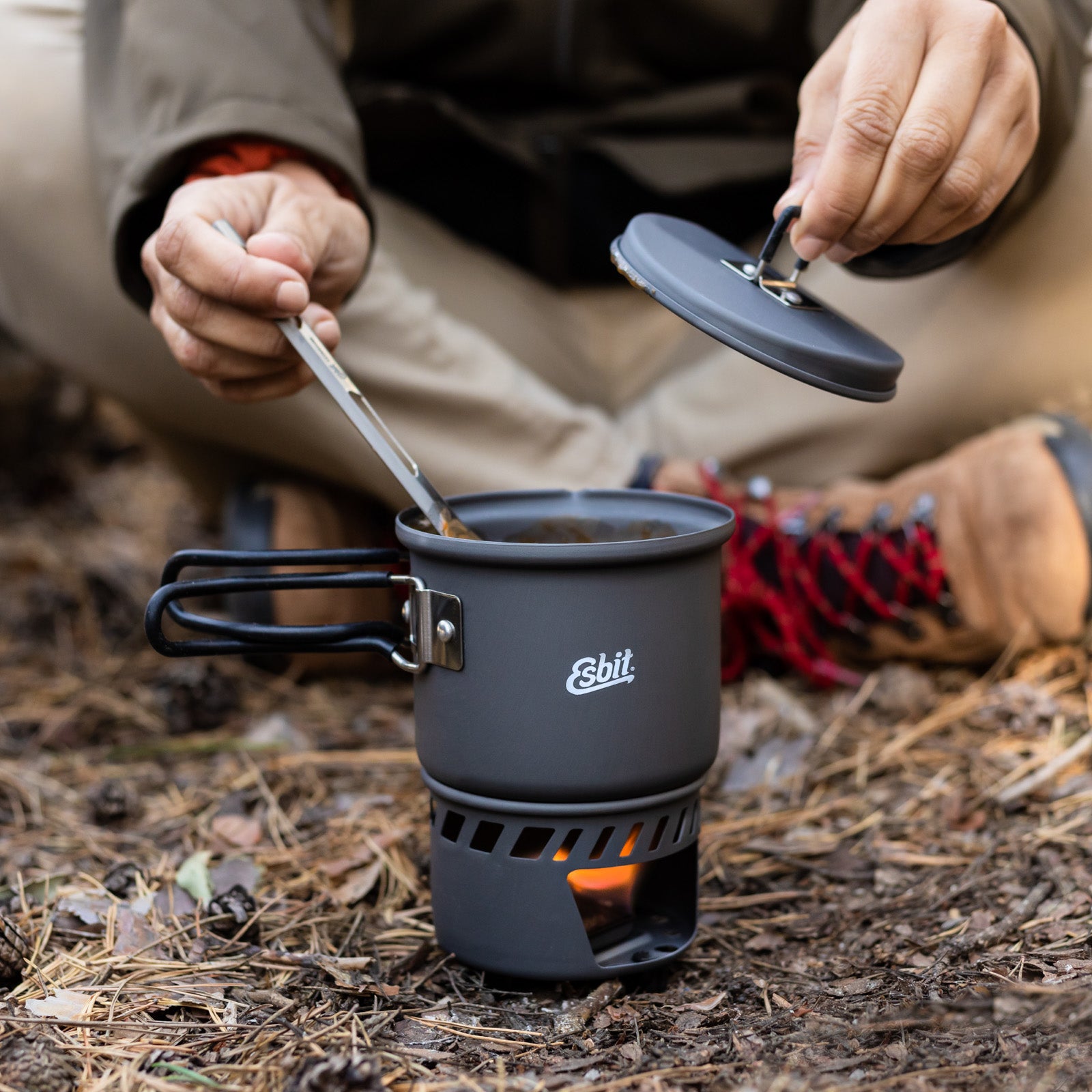 ESBIT Dry Fuel Cooking Set Mini Camping Stove Outdoor Cooker Pot Set Aluminium