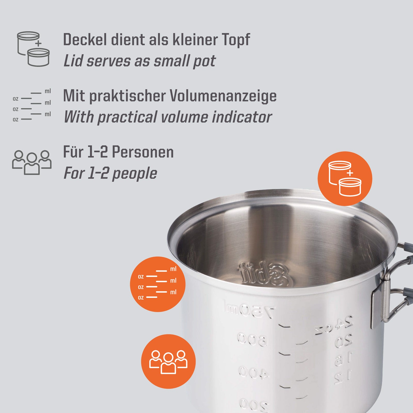 ESBIT Spiritus Kochset Mini Campingkocher Outdoor Kocher Set Stapelbar Edelstahl
