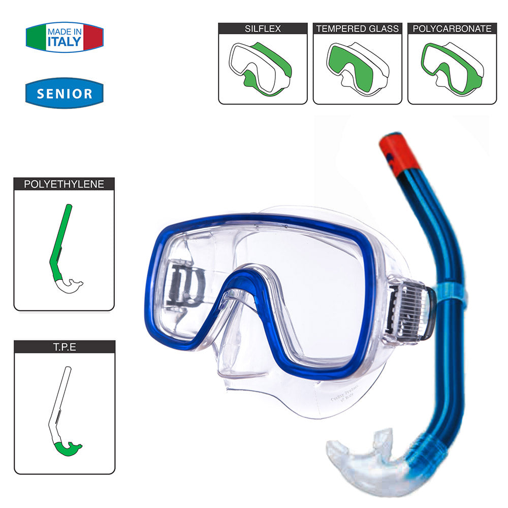 SALVAS Set Kalua Diving Mask + Snorkel Diving Mask Swimming Goggles Adults