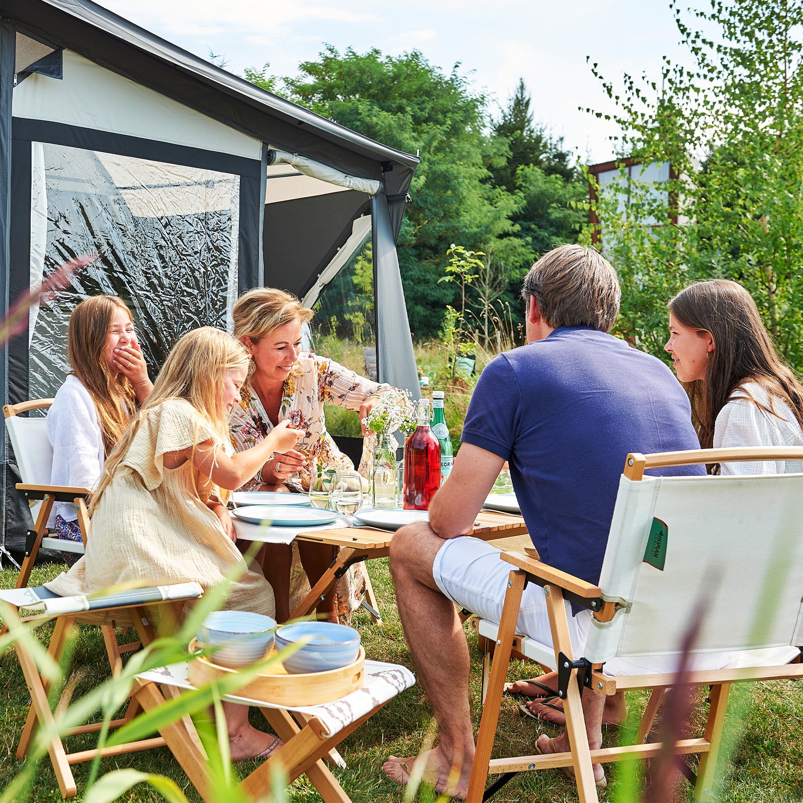 HUMAN COMFORT Camping Roll Table Garden Folding Table Folding Slats Large Wood 90x60