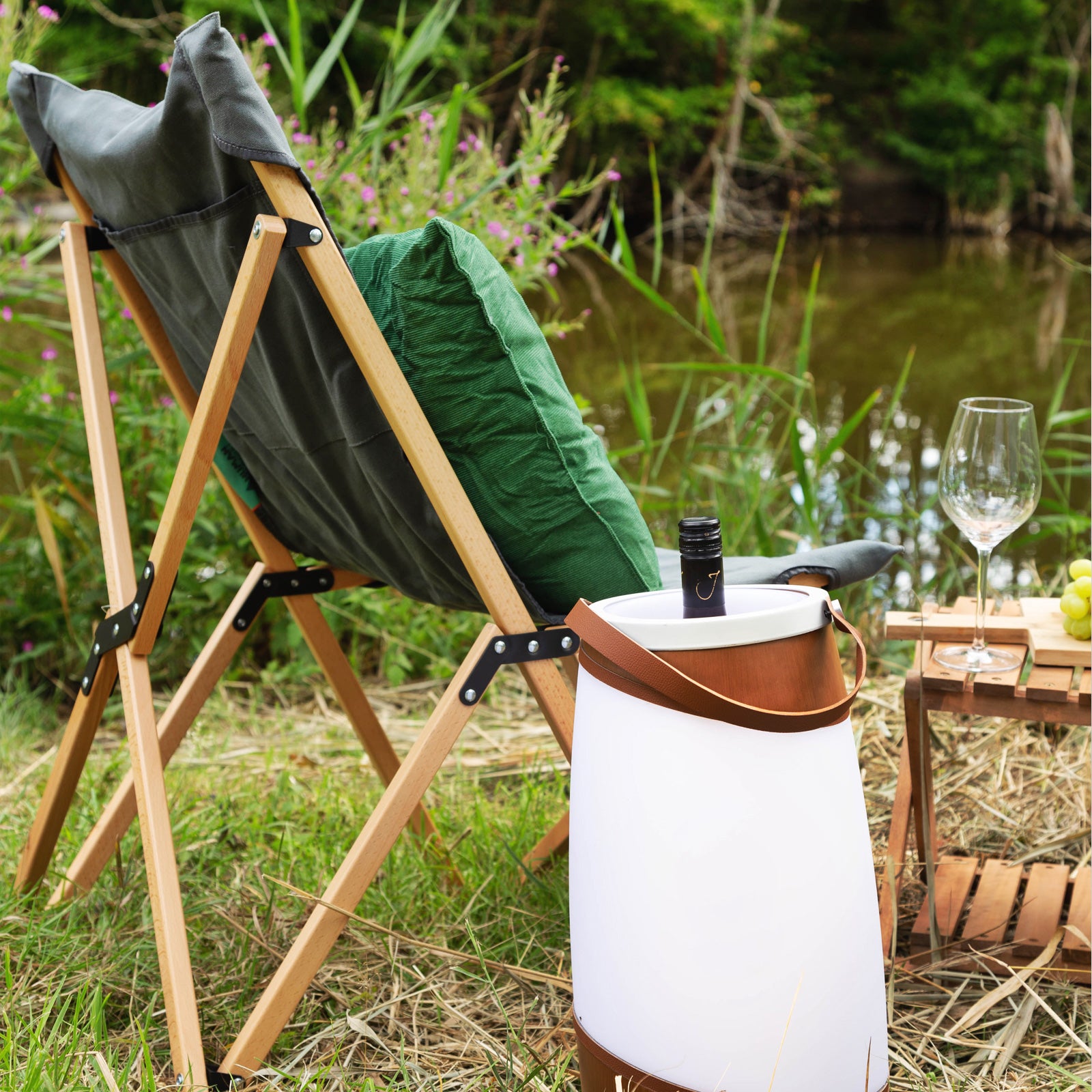 Fauteuil de camping pliant HUMAN COMFORT Lounge Avon L en bois, 115 kg