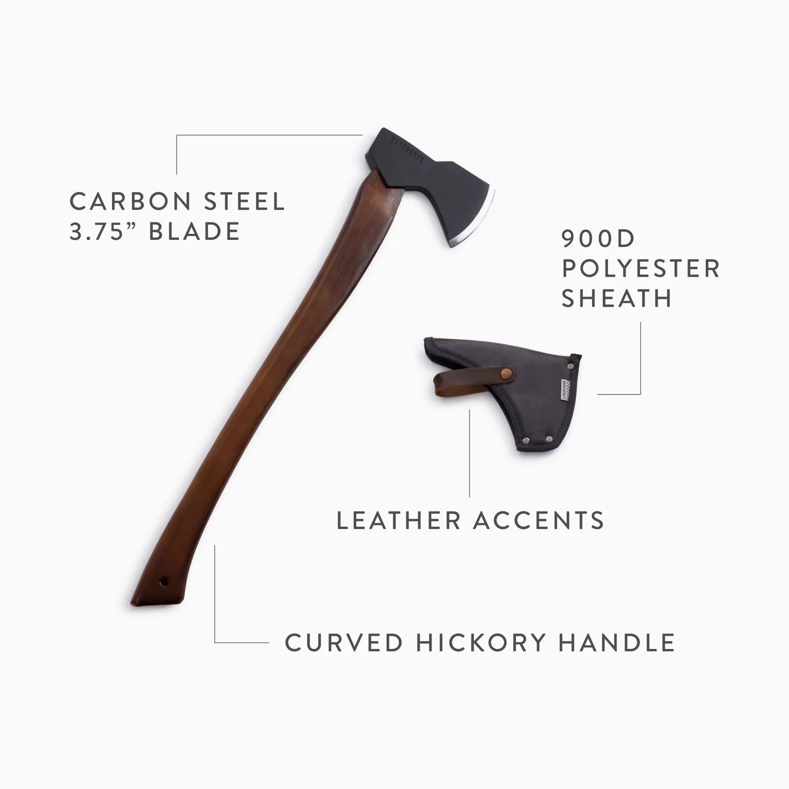 BAREBONES Lumberjack Axe Splitting Axe Forest Axe Outdoor Hickory Wood Handle Steel 70cm