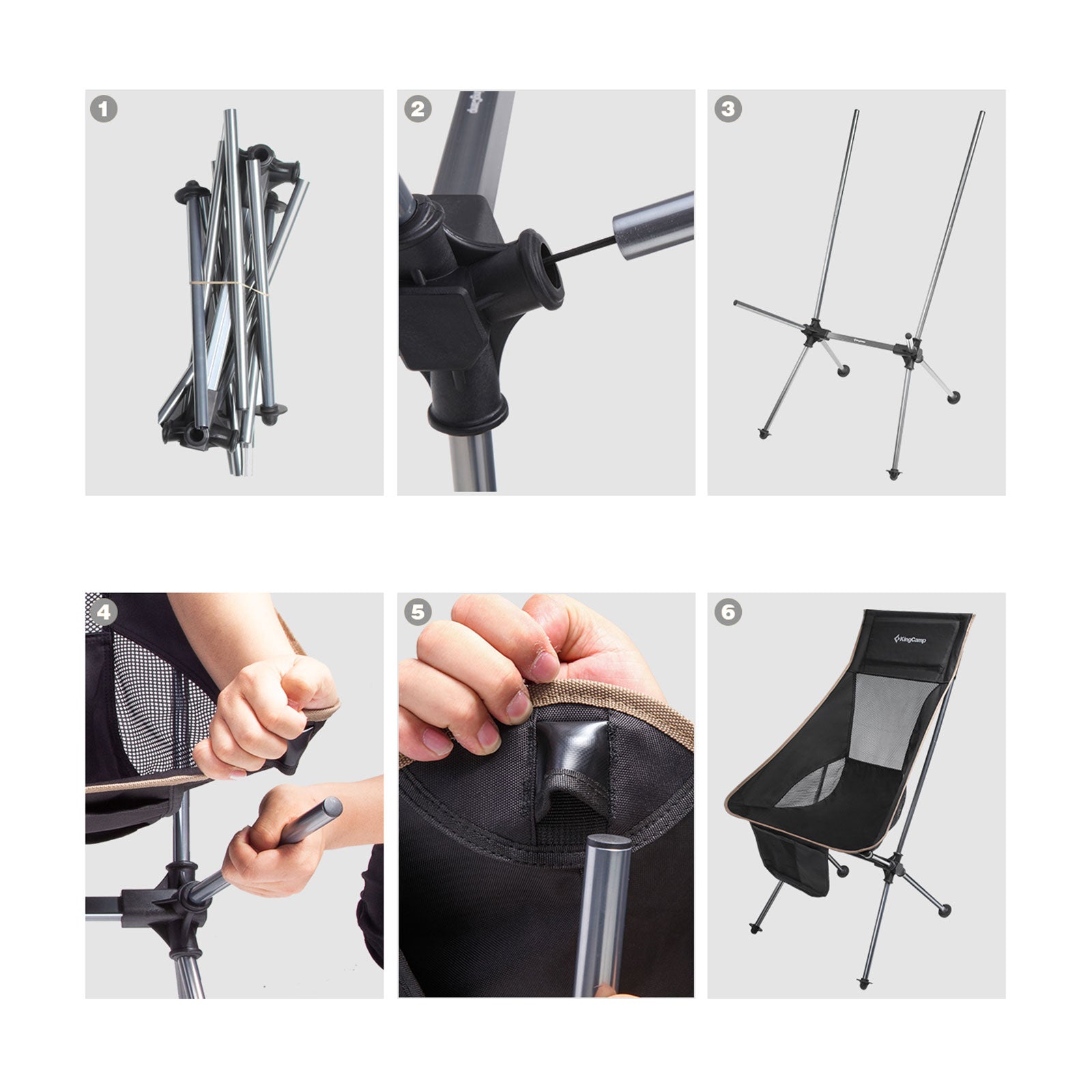 KINGCAMP Alu Klappstuhl Camping Angel Strand Stuhl Faltbar Hoch Leicht 150 kg