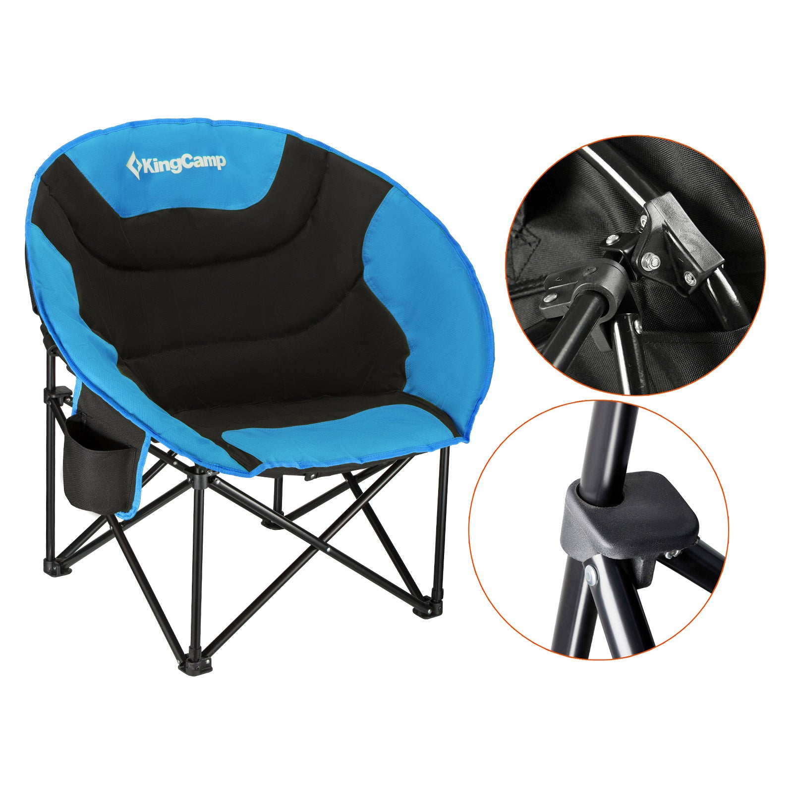 Chaise pliante de camping KINGCAMP MoonChair L, fauteuil pliant pour jardin, pêche, extérieur, 120 kg
