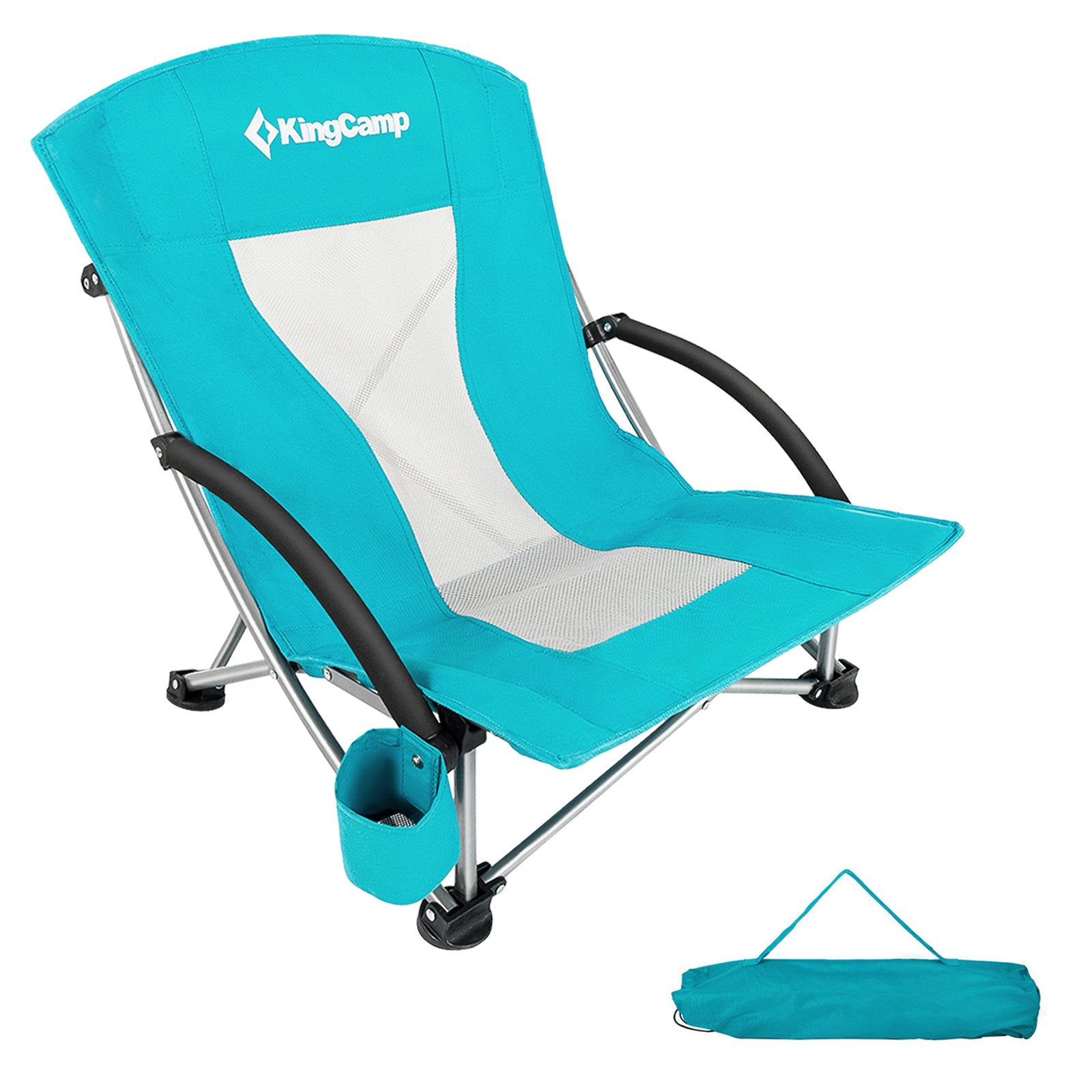 KINGCAMP Beach Lounger Chair Camping Folding Armchair Low Garden Steel 136kg