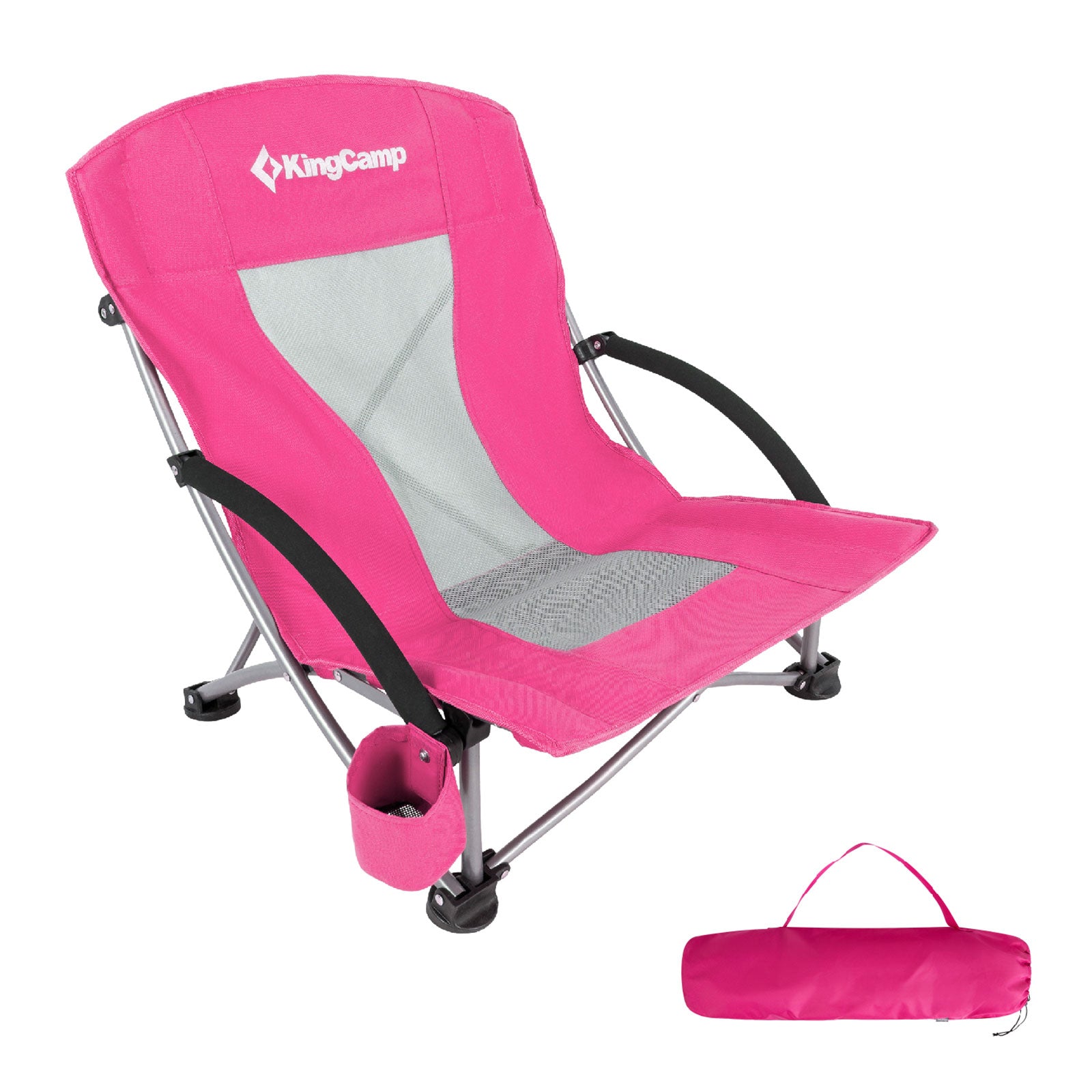 KINGCAMP Beach Lounger Chair Camping Folding Armchair Low Garden Steel 136kg