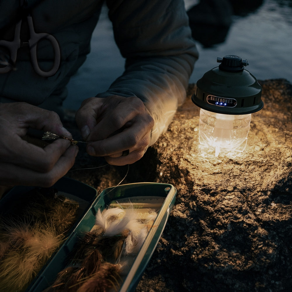 BAREBONES Camping Lantern Beacon Light Retro Lamp Dimmable Steel USB Battery LED