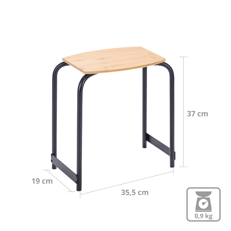 Tabouret de camping PICKNICO rétro en aluminium, bambou et bois, léger, 0,9 kg