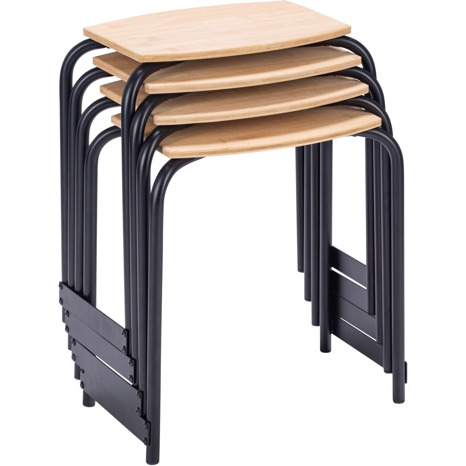 Tabouret de camping PICKNICO rétro en aluminium, bambou et bois, léger, 0,9 kg