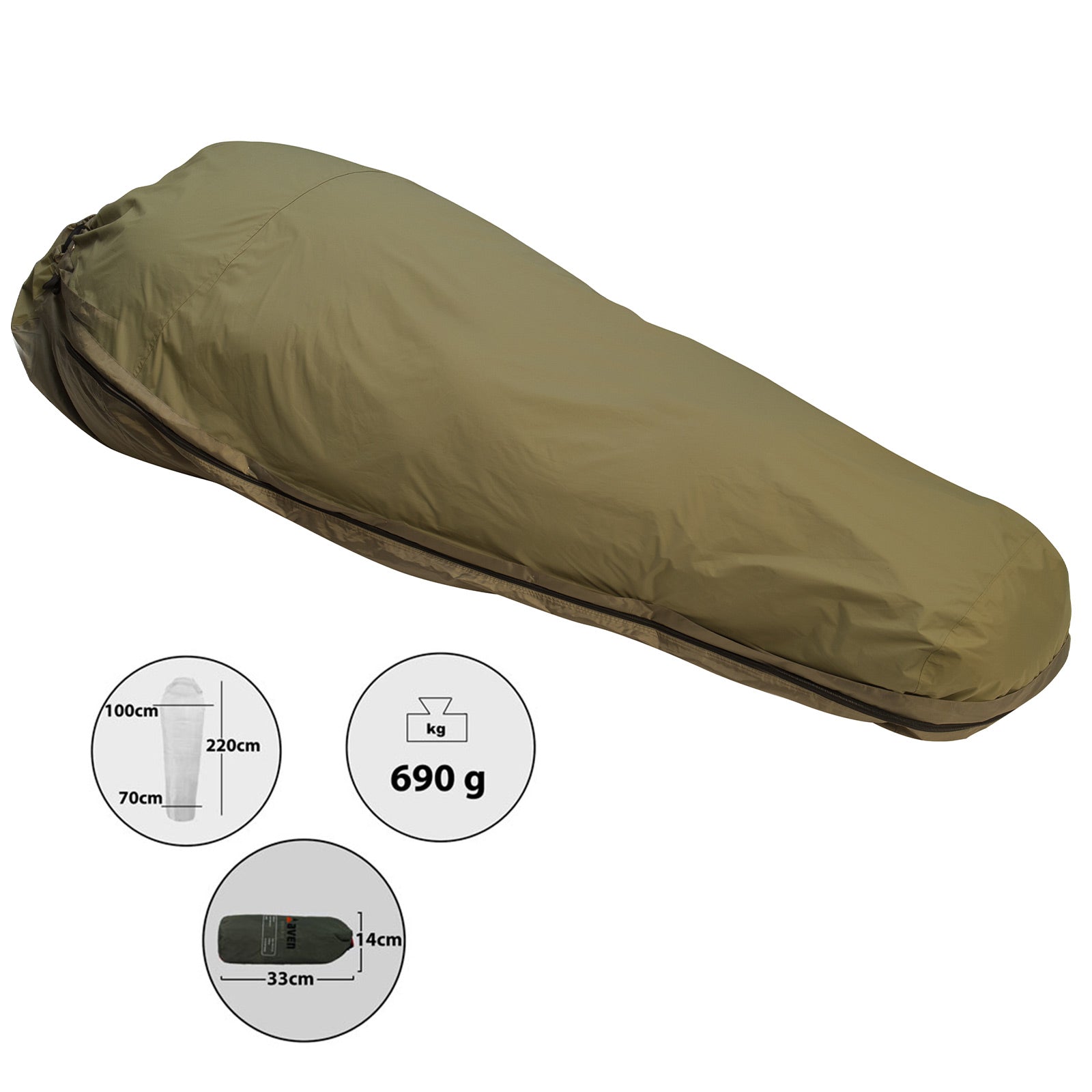 Sac de bivouac YATE pour sac de couchage et housse de matelas de couchage, housse de sac de bivouac, couverture, bâche