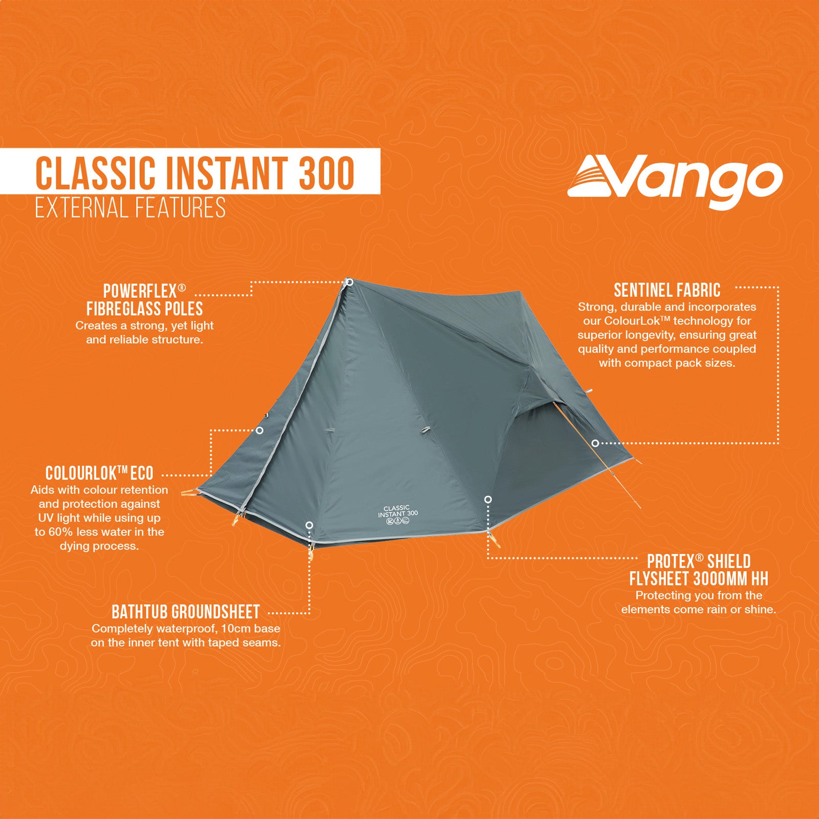Tente de camping VANGO Classic Instant 300 First, tente automatique à ouverture rapide pour 3 personnes