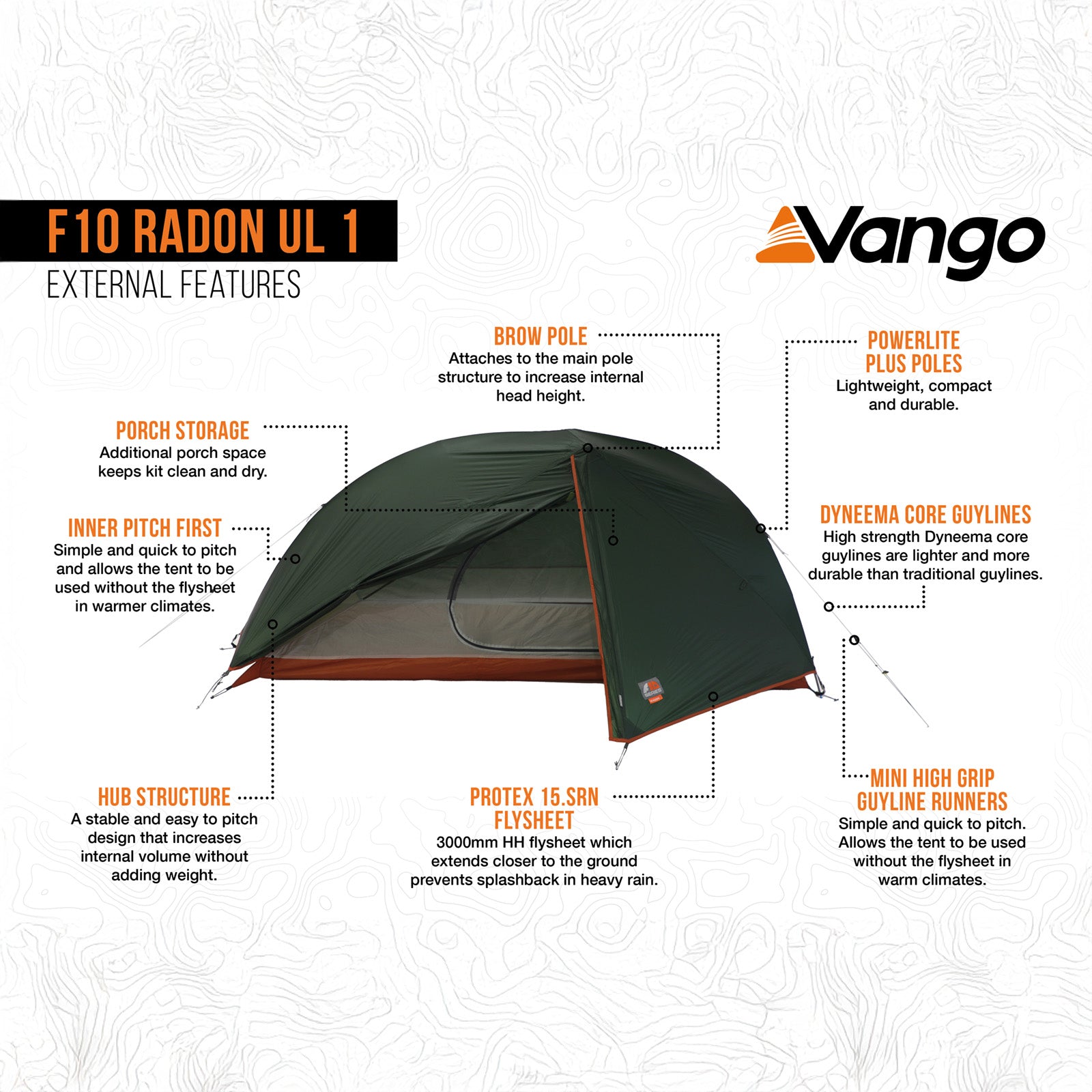 F10 Trekkingzelt Radon UL 1 Personen Camping Fahrrad Einmann Zelt Biwak 1,2 kg