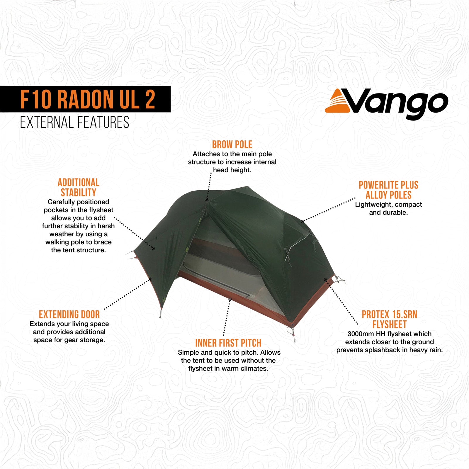 F10 Trekkingzelt Radon UL 2 Personen Camping Fahrrad Einmann Zelt Biwak 1,6 kg