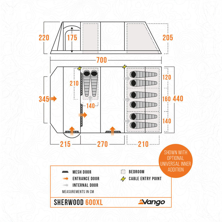 VANGO Familienzelt Sherwood 600XL Campingzelt Gruppenzelt 6 Personen Zelt