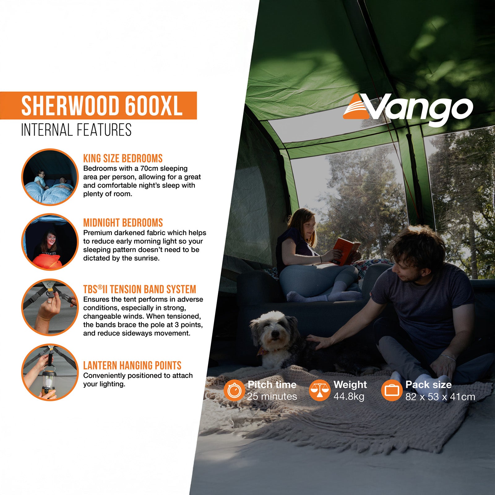 VANGO Familienzelt Sherwood 600XL Campingzelt Gruppenzelt 6 Personen Zelt