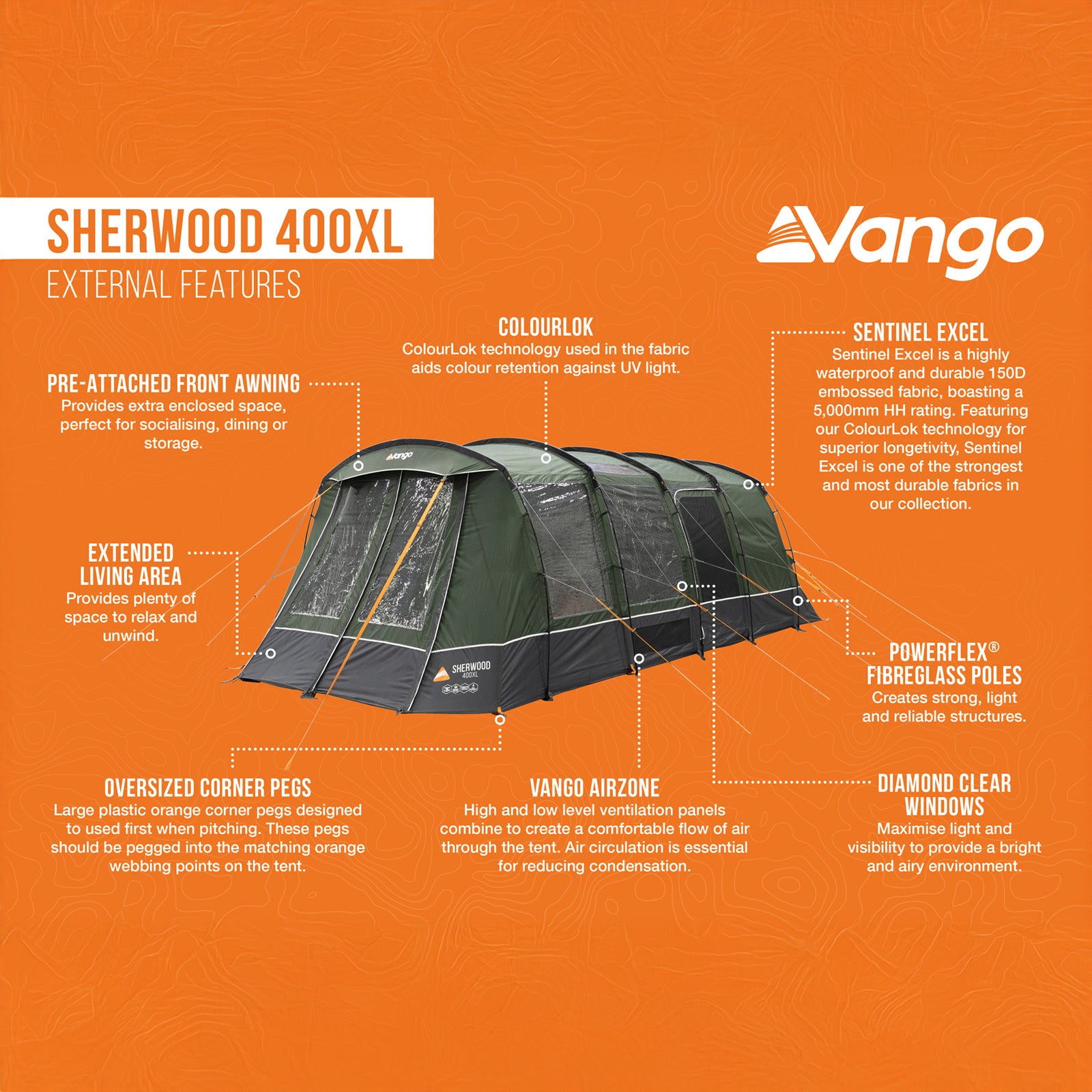 VANGO Familienzelt Sherwood 400XL Campingzelt Gruppenzelt 4 Personen Zelt
