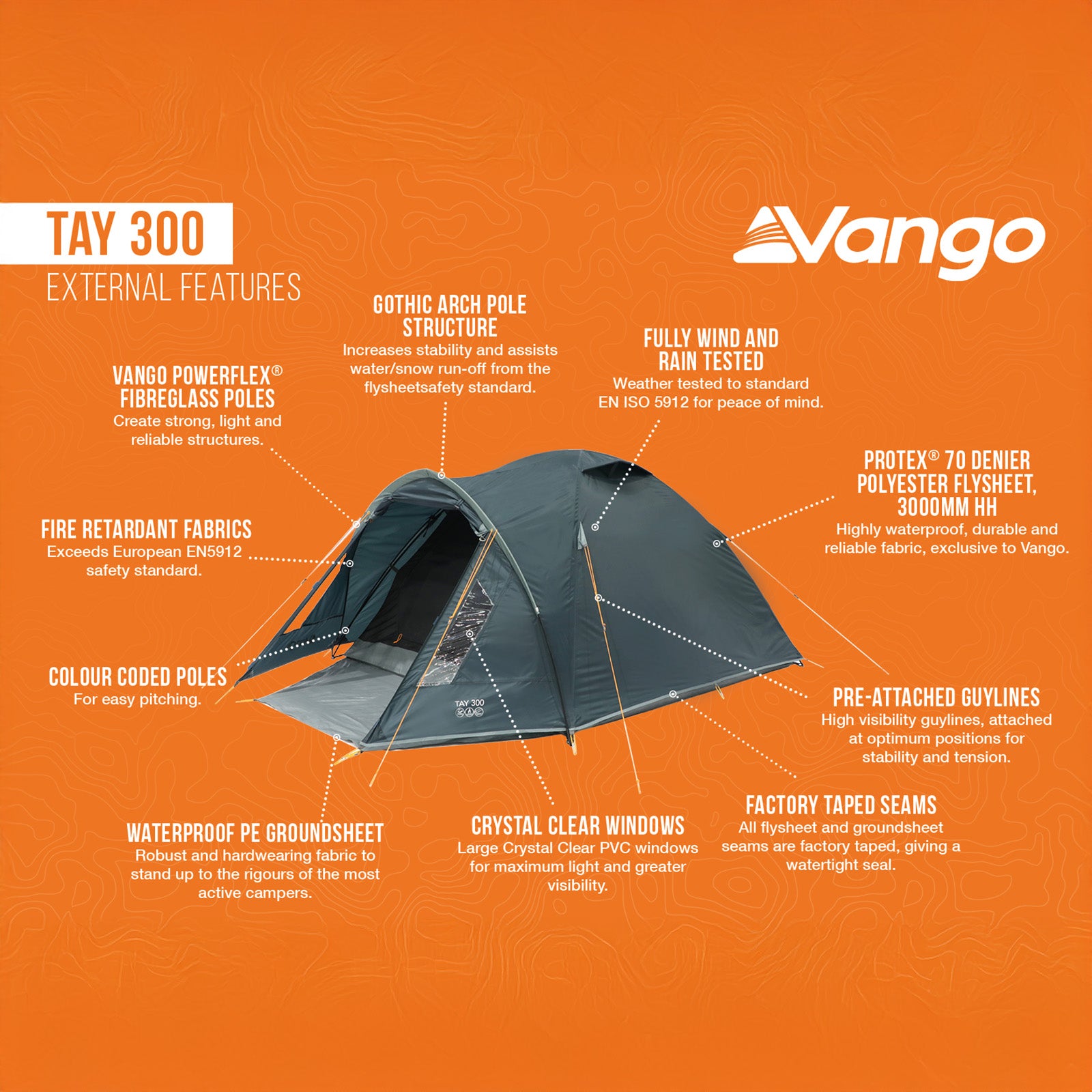 VANGO Kuppelzelt Tay 300 Camping Trekking Iglu 3 Personen Bike Zelt Vorraum 4 kg