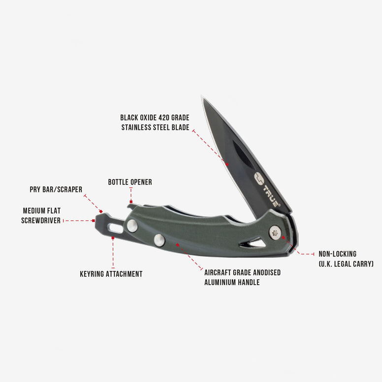 TRUE UTILITY Couteau de poche Slip Mini Multi Tool Couteau pliant Porte-clés