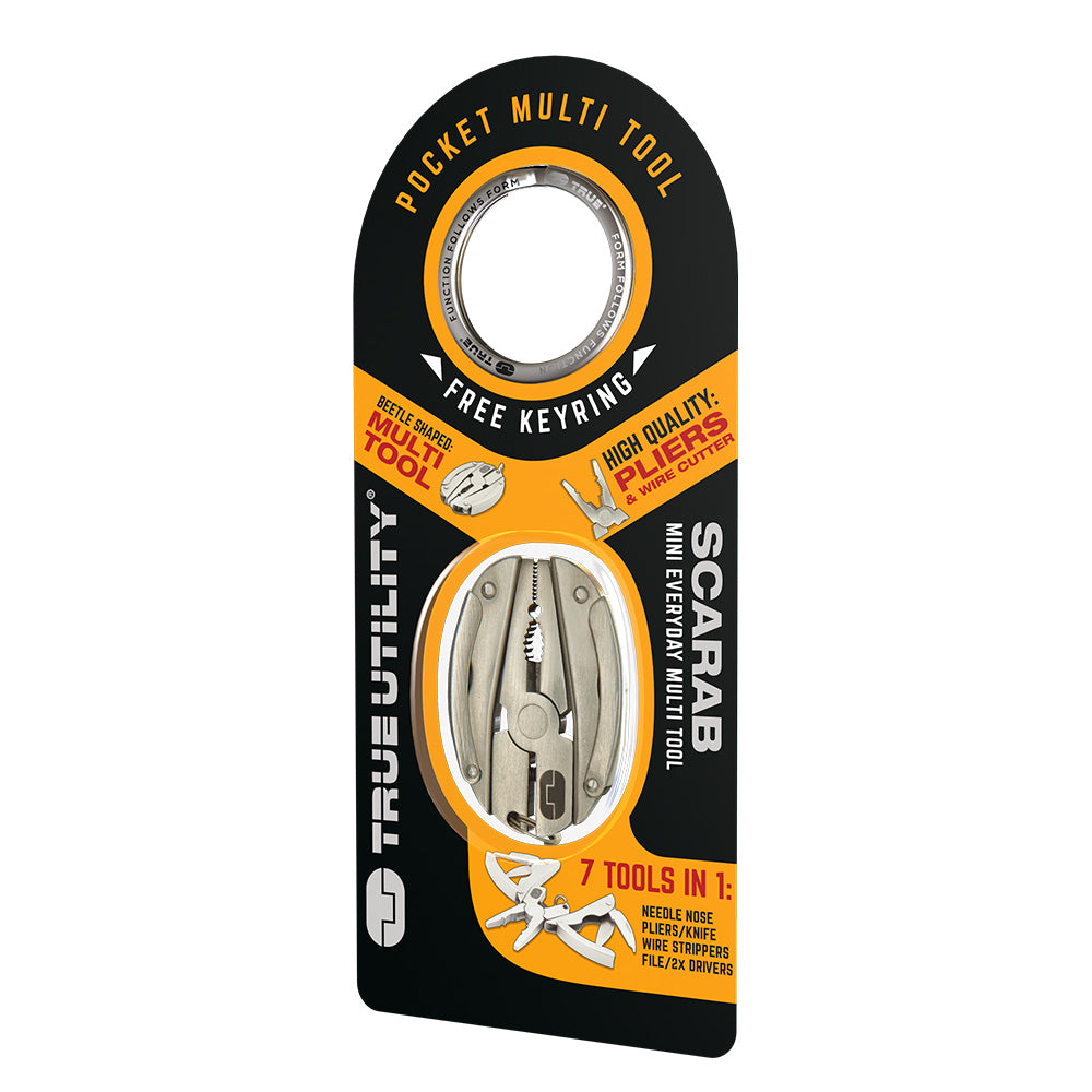 TRUE UTILITY Mini Multitool Scarab - Pocket Knife Fishing Hunting Keychain