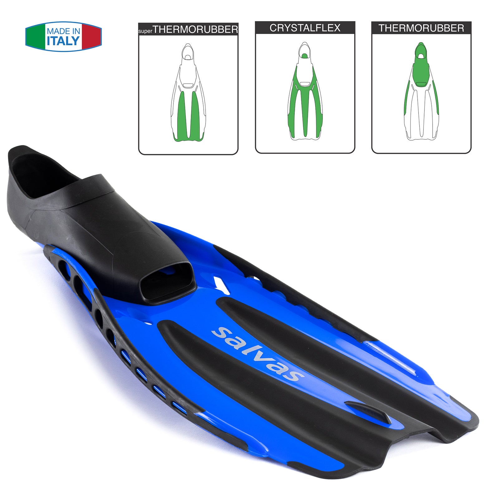 SALVAS Swimming Fins Advance Snorkel Diver Long Fin Adults 36-47