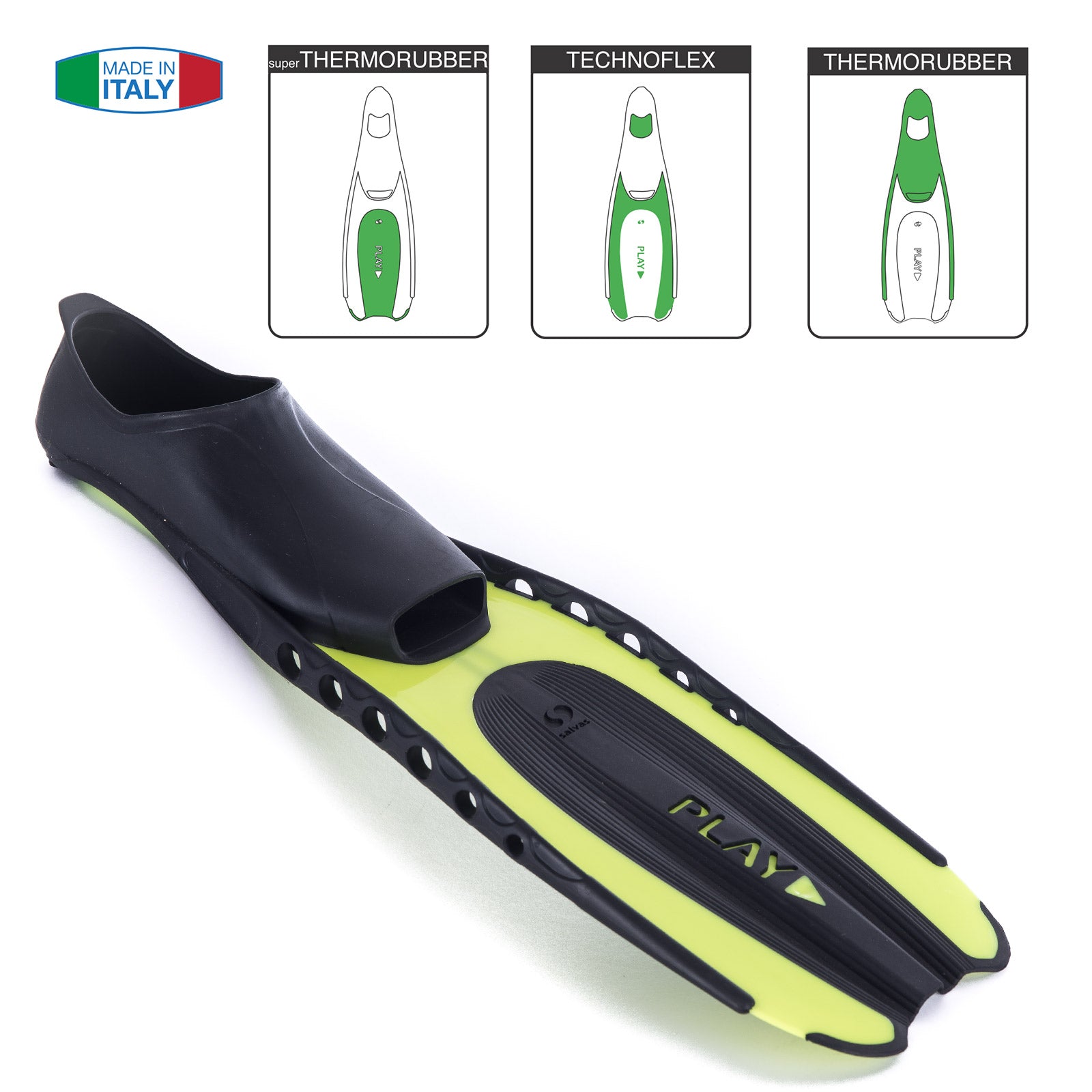 Palmes de natation SALVAS Play Snorkel Diver Long Palm Adulte et Jeune 31-45