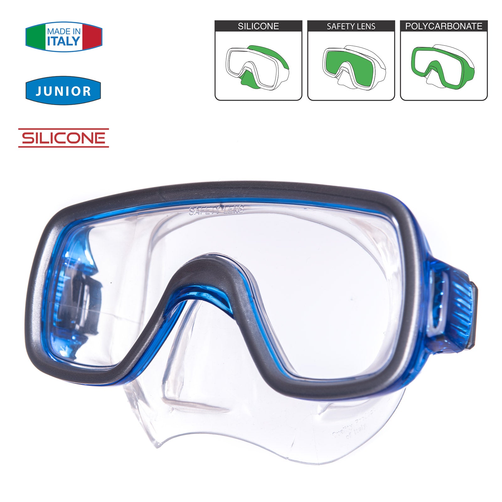 SALVAS Children's Diving Mask Geo Snorkel Diver Swimming Goggles With Nose Silicone