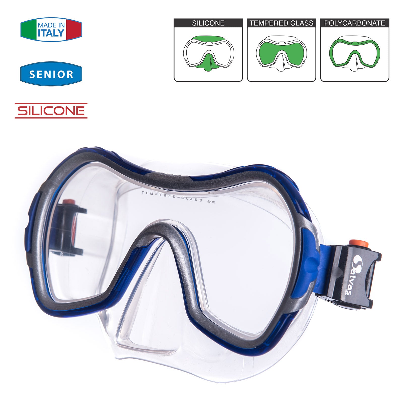 SALVAS Diving Mask Viva Sr Snorkel Swimming Goggles Anti-fog Adult Silicone