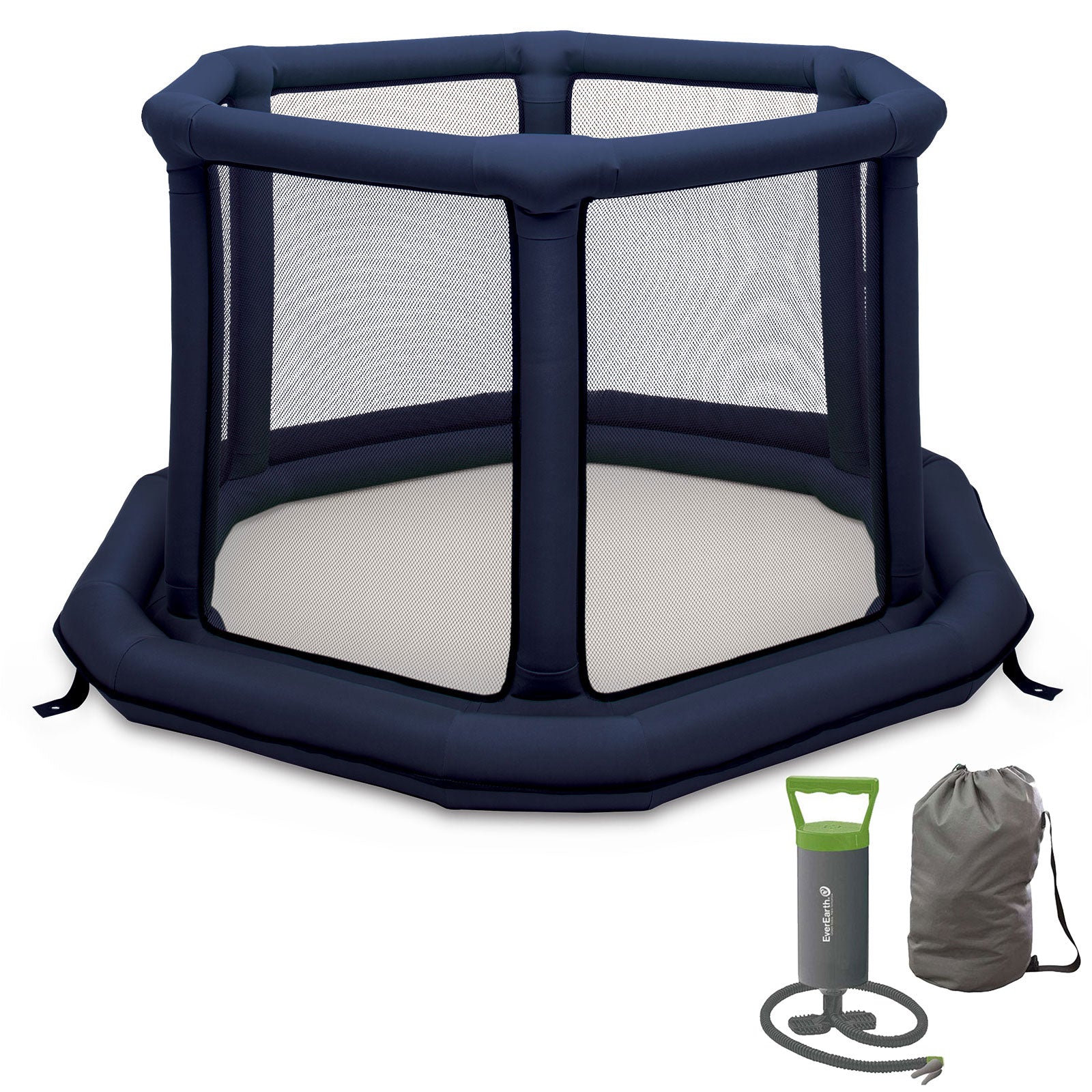 EVEREARTH Reise Baby Lauf Stall Aufblasbar 6-eckig Spiel Krabbel Gitter Faltbar