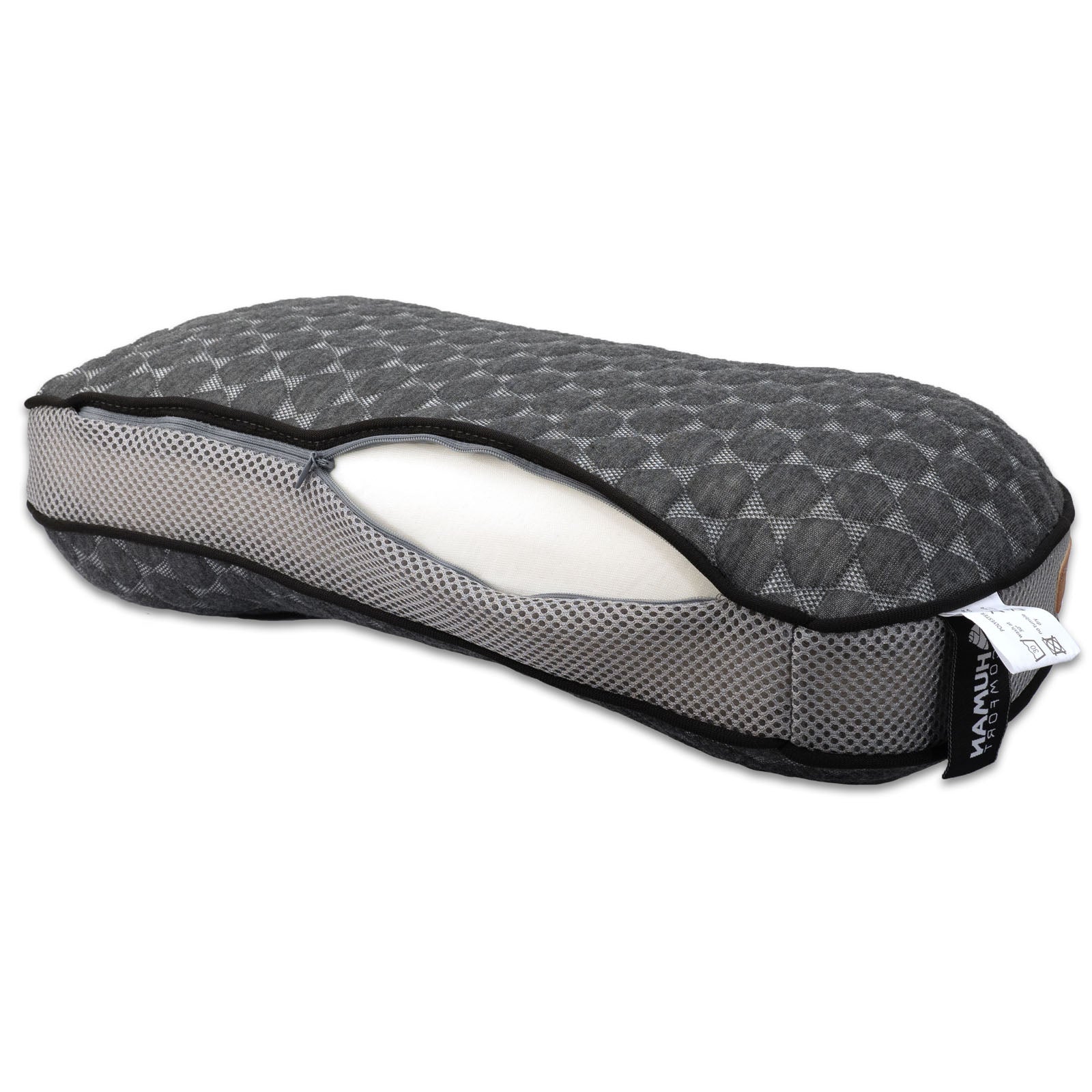 HUMAN COMFORT Pillow Lisle Travel Neck Pillow Memory Foam Bamboo 44x20