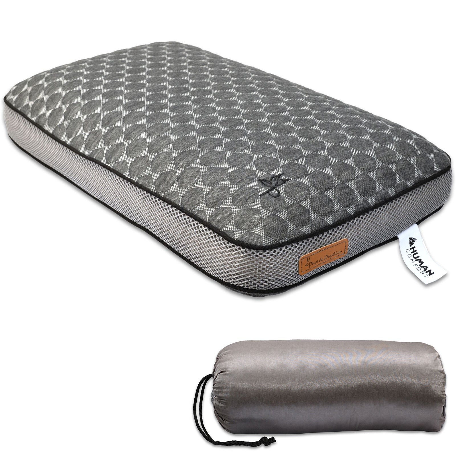 Oreiller de voyage confort humain Brive en mousse à mémoire de forme et bambou 50 x 30