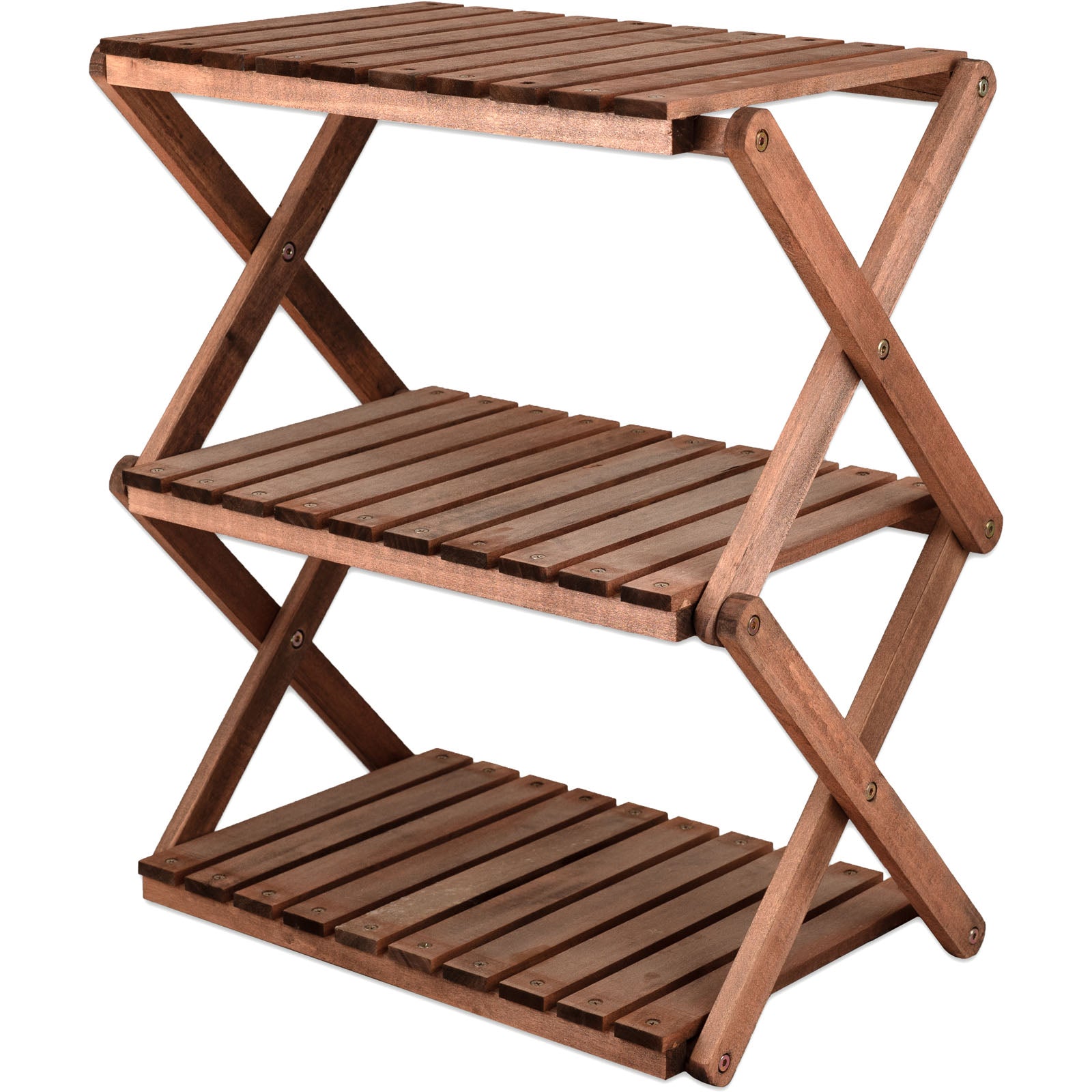HUMAN COMFORT Camping Shelf Jabrun 3 Folding Cabinet Folding Shelf Side Table Wood