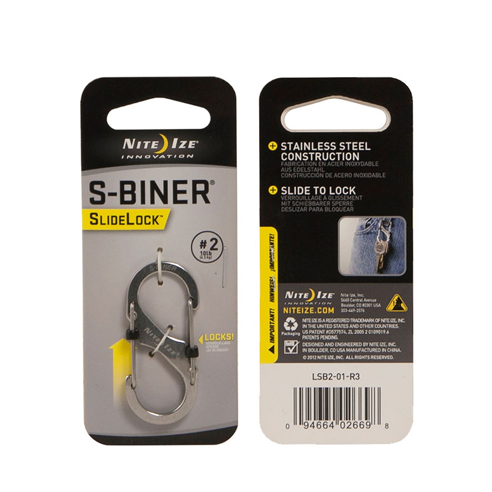 NITE IZE SlideLock S-Biner Mini Double Carabiner Keychain Snap Hook