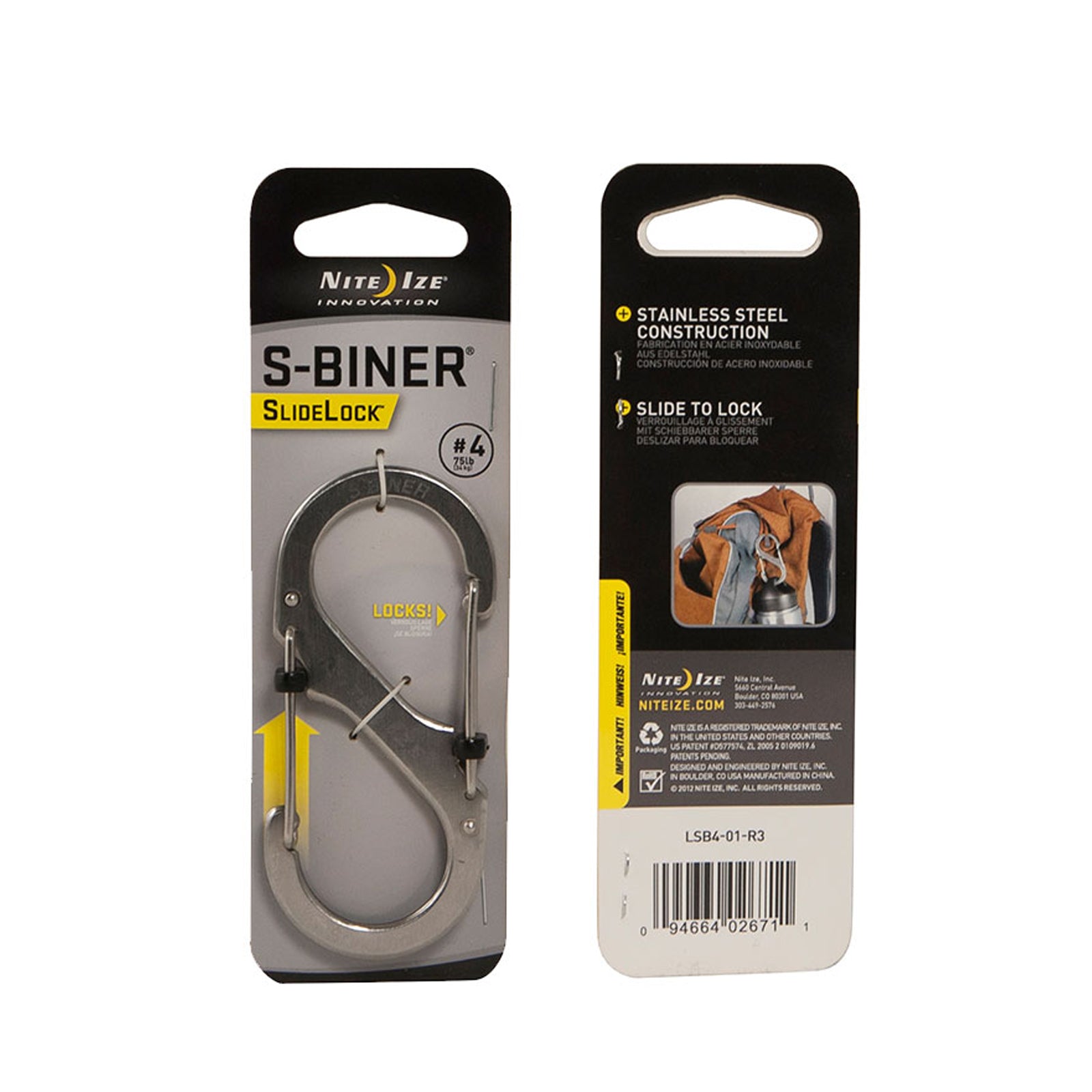 NITE IZE SlideLock S-Biner Mini Double Carabiner Keychain Snap Hook