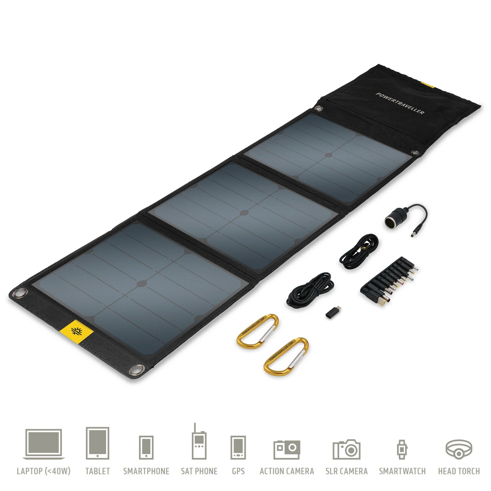 Panneau solaire POWERTRAVELLER Falcon 40 W, chargeur extérieur 5/20 V USB pliable 3 ports