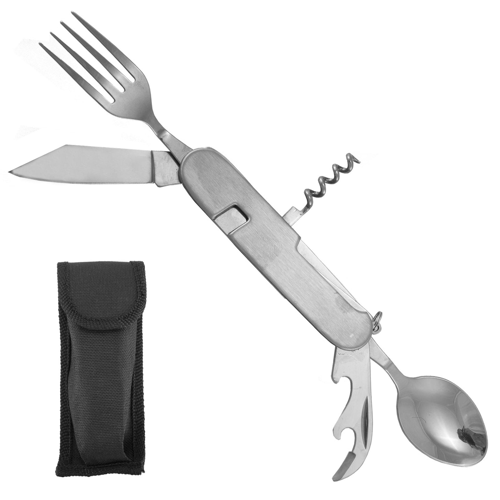 OUTDOOR 6 in 1 travel cutlery set - stainless steel camping outdoor cutlery foldable