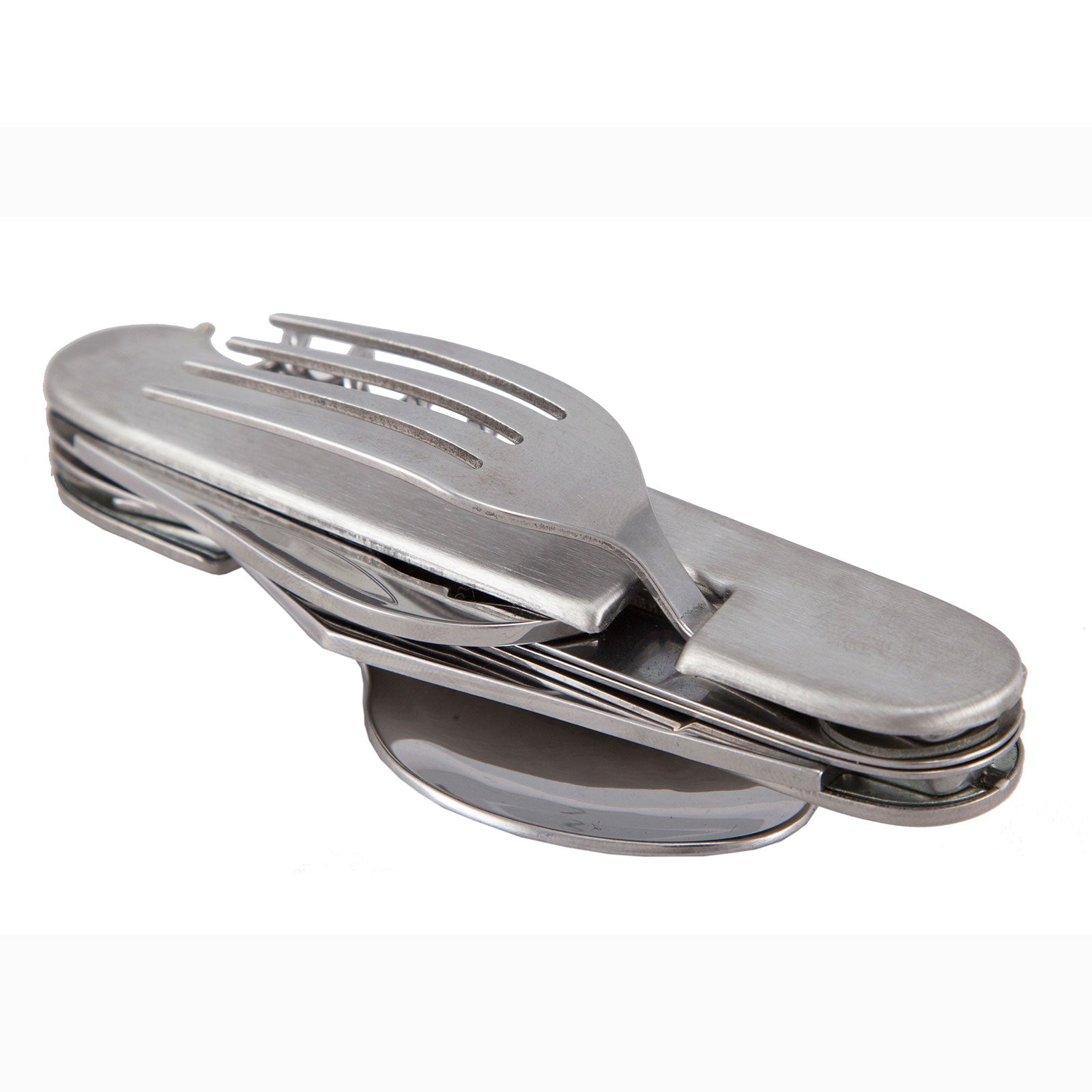 Ensemble de couverts de voyage 6 en 1 pour l'extérieur - Couverts de camping pliables en acier inoxydable
