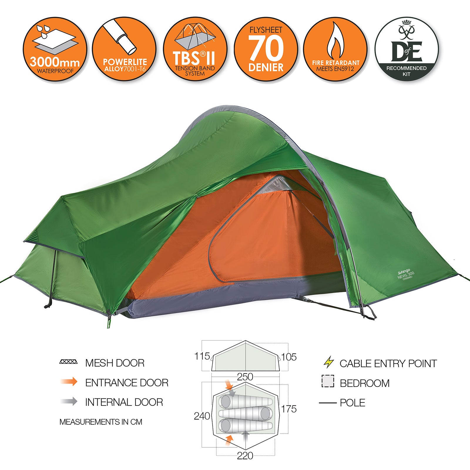Tente à arc simple VANGO Nevis 1/2/3 personnes, tente vélo, moto, trekking, camping