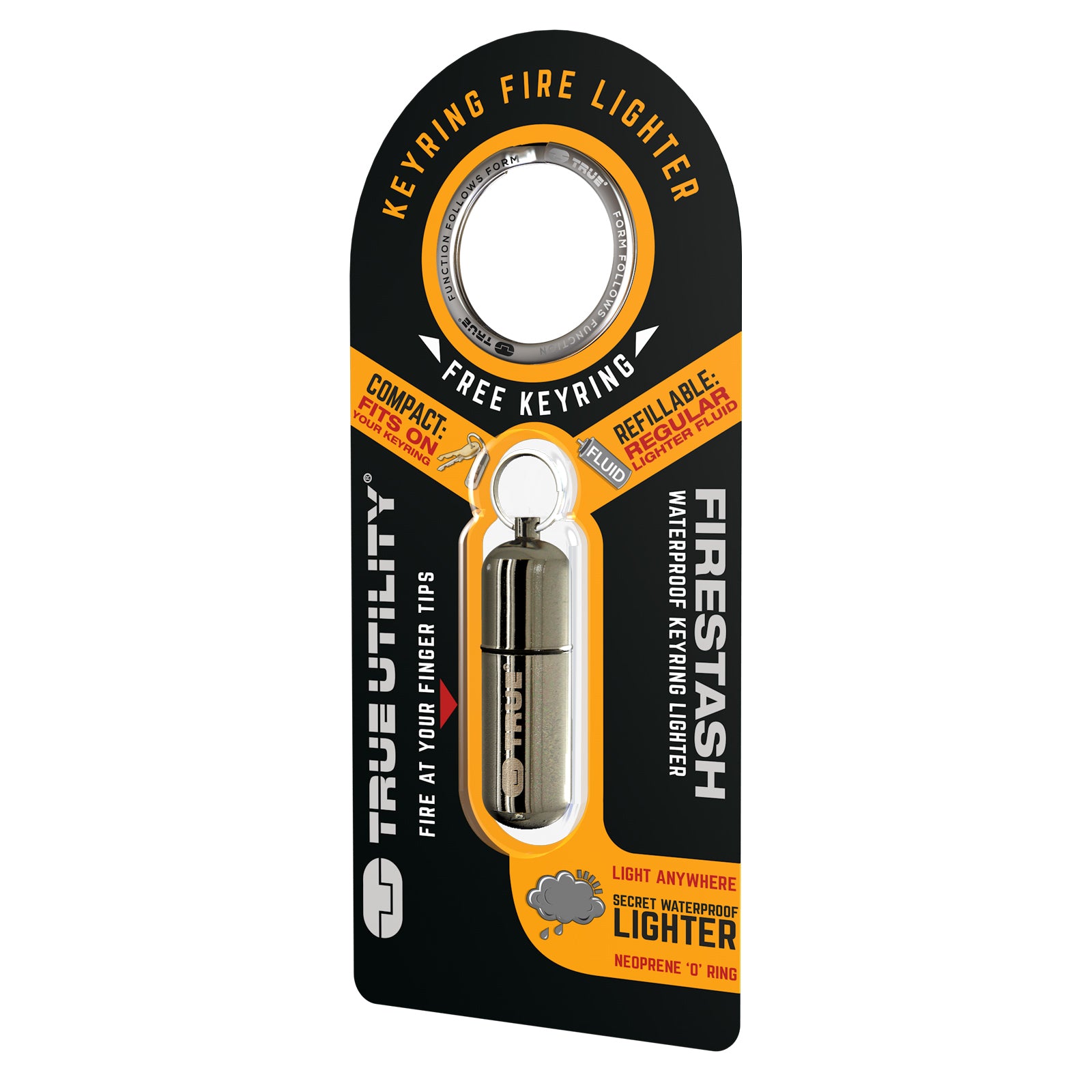 TRUE UTILITY FireStash Mini Petrol Storm Lighter Waterproof Keychain
